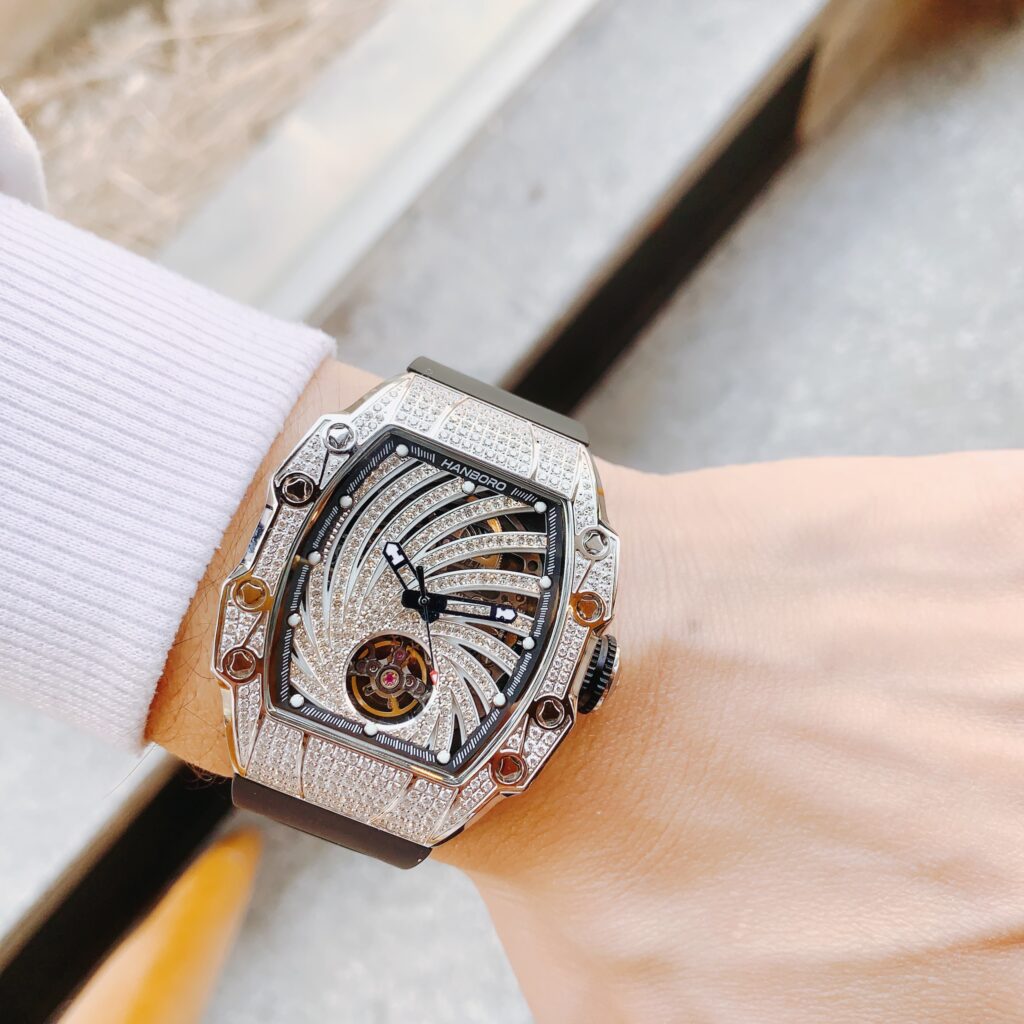 Đồng Hồ Hanboro Nam Đính Full Đá Cơ Lộ Máy Chính Hãng 40mm (3)