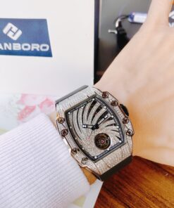 Đồng Hồ Hanboro Nam Đính Full Đá Cơ Lộ Máy Chính Hãng 40mm (3)