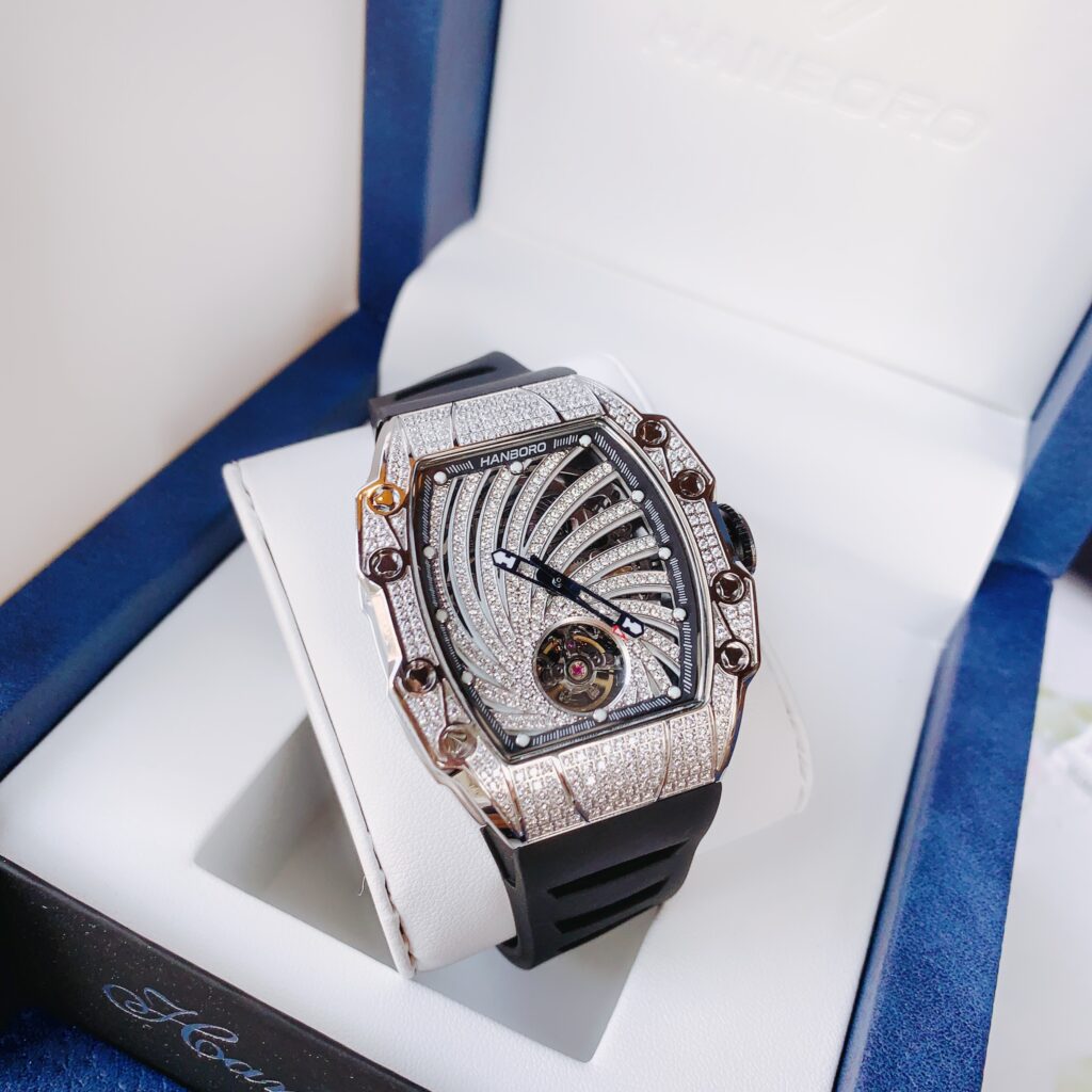 Đồng Hồ Hanboro Nam Đính Full Đá Cơ Lộ Máy Chính Hãng 40mm (3)