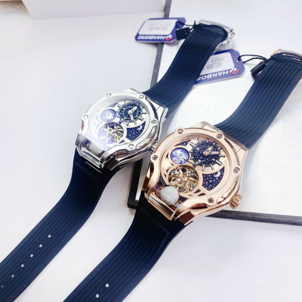 Đồng Hồ Nam Hanboro Chính Hãng Cơ Lộ Máy Địa Cầu 45mm (1)