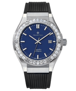 Đồng Hồ Alexander Ferros 6161S-05 Chính Hãng Mặt Số Màu Xanh Viền Đính Đá 42mm