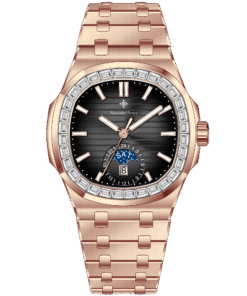 Đồng Hồ Alexander Ferros 6111R Chính Hãng Mặt Số Màu Xám - Xanh Blue Mạ Vàng Hồng Moonphase Đính Đá Baguette 42.5mm