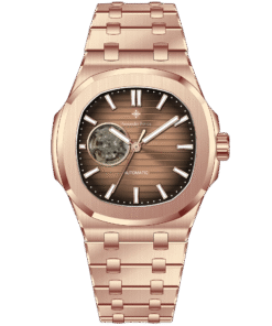 Đồng Hồ Alexander Ferros 6102R Chính Hãng Mạ Vàng Hồng Mặt Số Nâu Chocolate Automatic 42.5mm